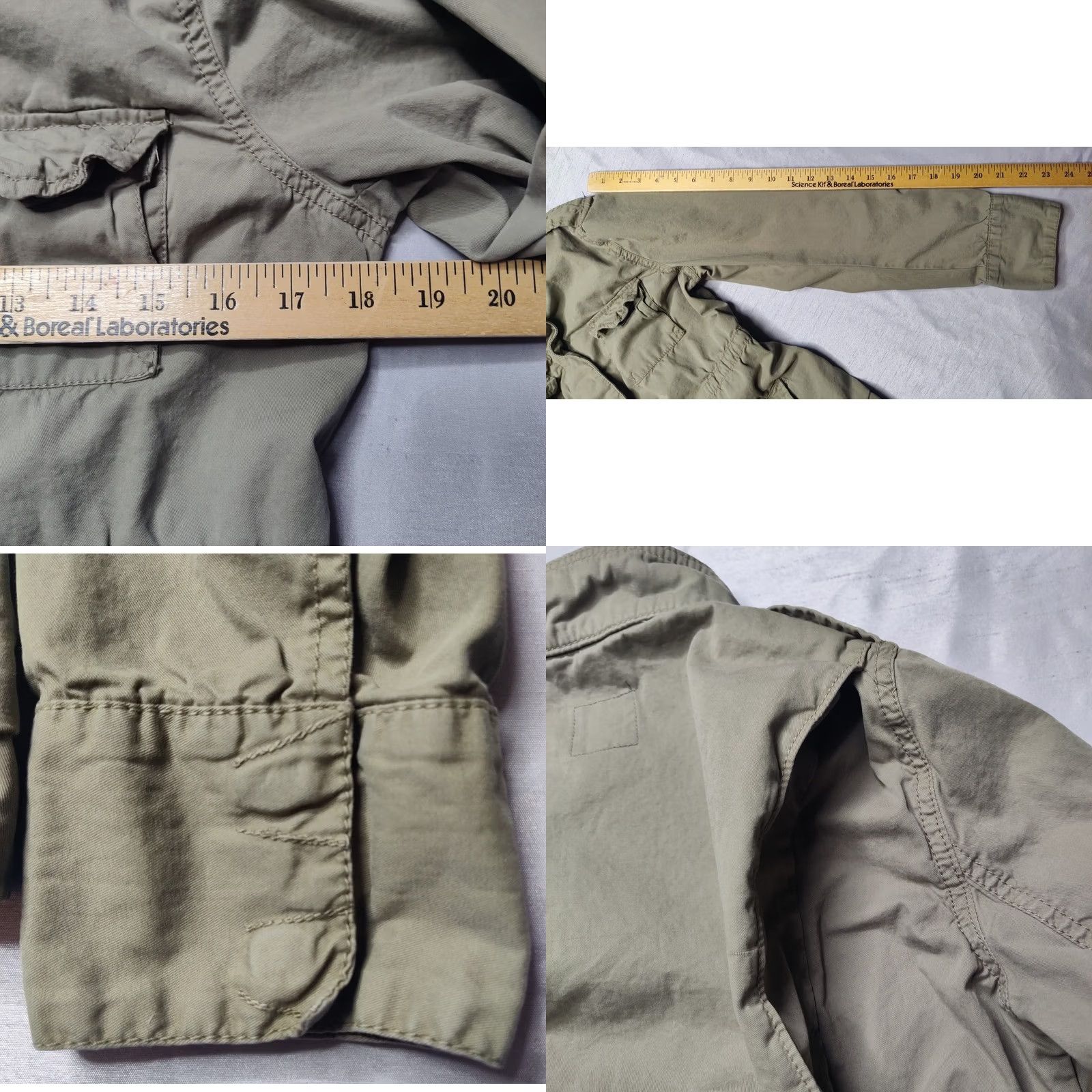 Gap GAP Women Small Olive Drab 100% Cotton Long Sleeve Utility Jacket, Regular Fit, Solid, Full Zip, Pockets, All Seasons, Casual, Green, Jacket, Women Size S / US 4 / IT 40 - 9 Thumbnail