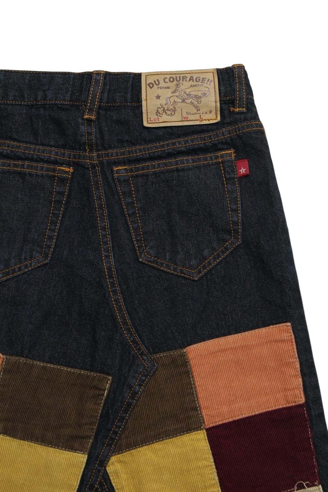 Japanese Brand DU COURAGE PATCHWORK CORDUROY DENIM SKIRTS ( BEBE CO ) Size 31" - 5 Thumbnail