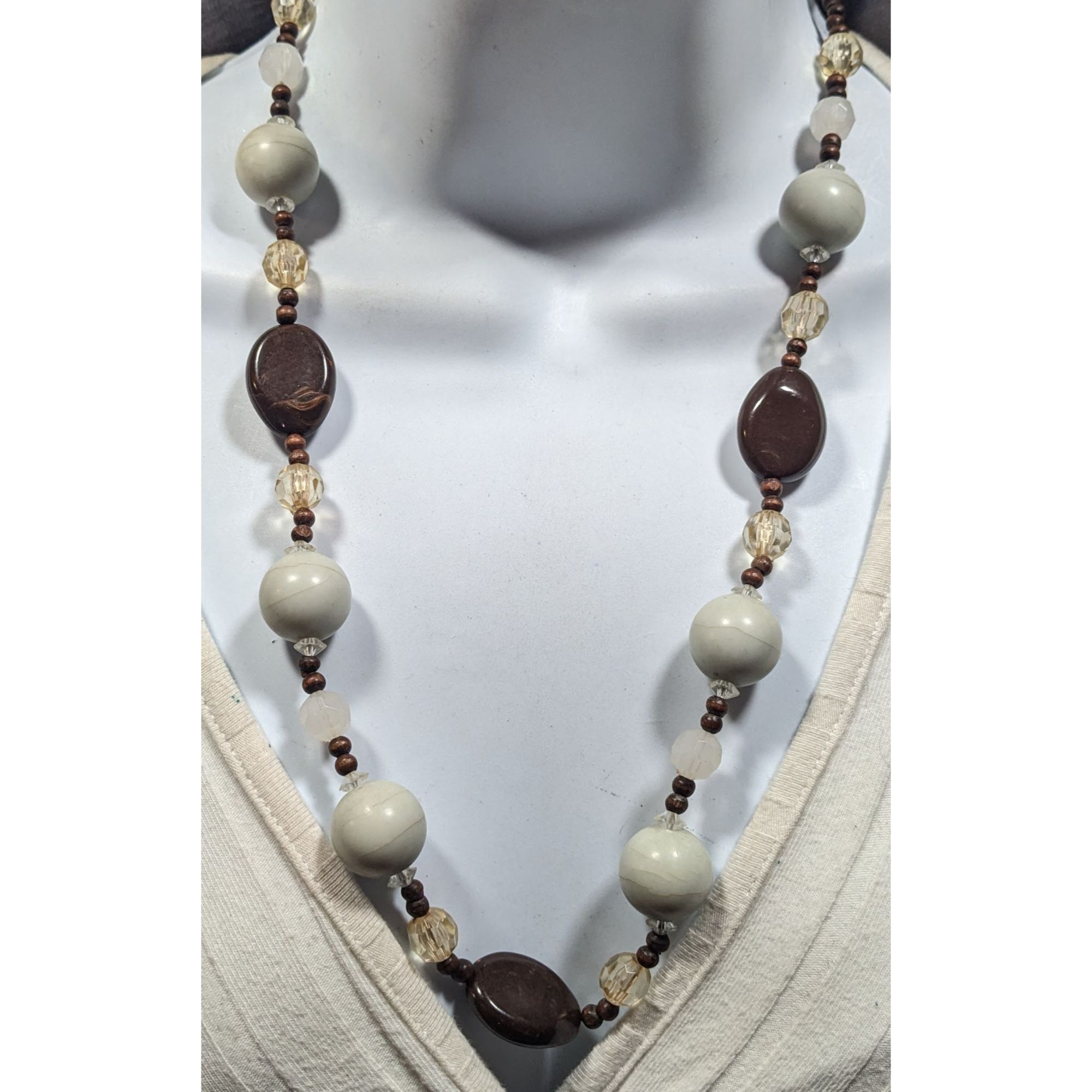 Other Bohemian Neutral Tone Wood And Acrylic Beaded Necklace Size ONE SIZE - 2 Thumbnail