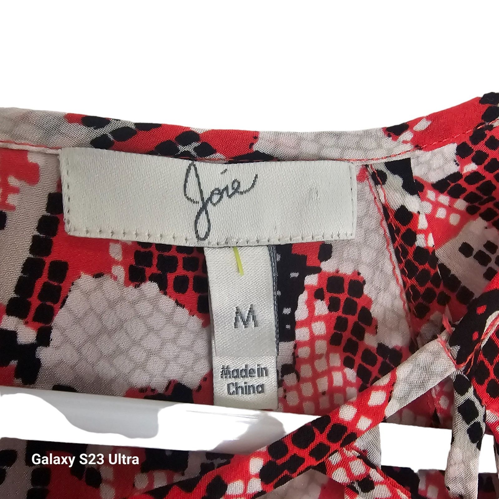 Joie Joie Silk Blouse Geometric Snake Lattice Neck Bartlett Poppy Size M / US 6-8 / IT 42-44 - 6 Thumbnail