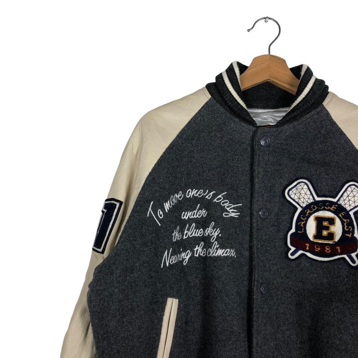 Japanese Brand 🔥VINTAGE VARSITY JUMPER LEATHER JACKET EAST BOY BIG LOGO Size US M / EU 48-50 / 2 - 9 Thumbnail