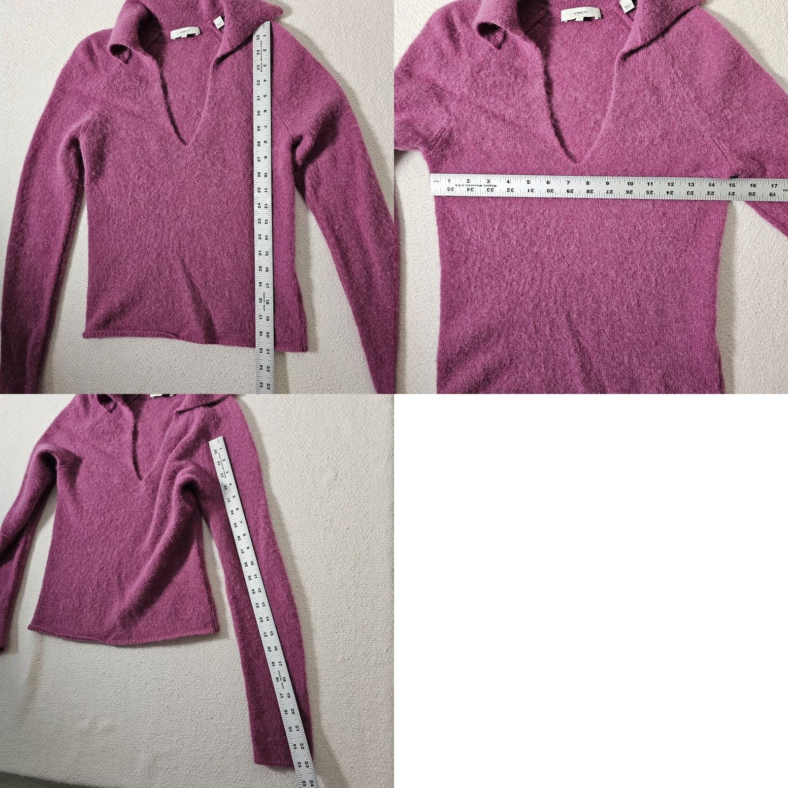 Vince Vince Women's Sweater Collared Long Sleeve Purple Alpaca Blend XS Womens Size XS / US 0-2 / IT 36-38 - 8 Thumbnail