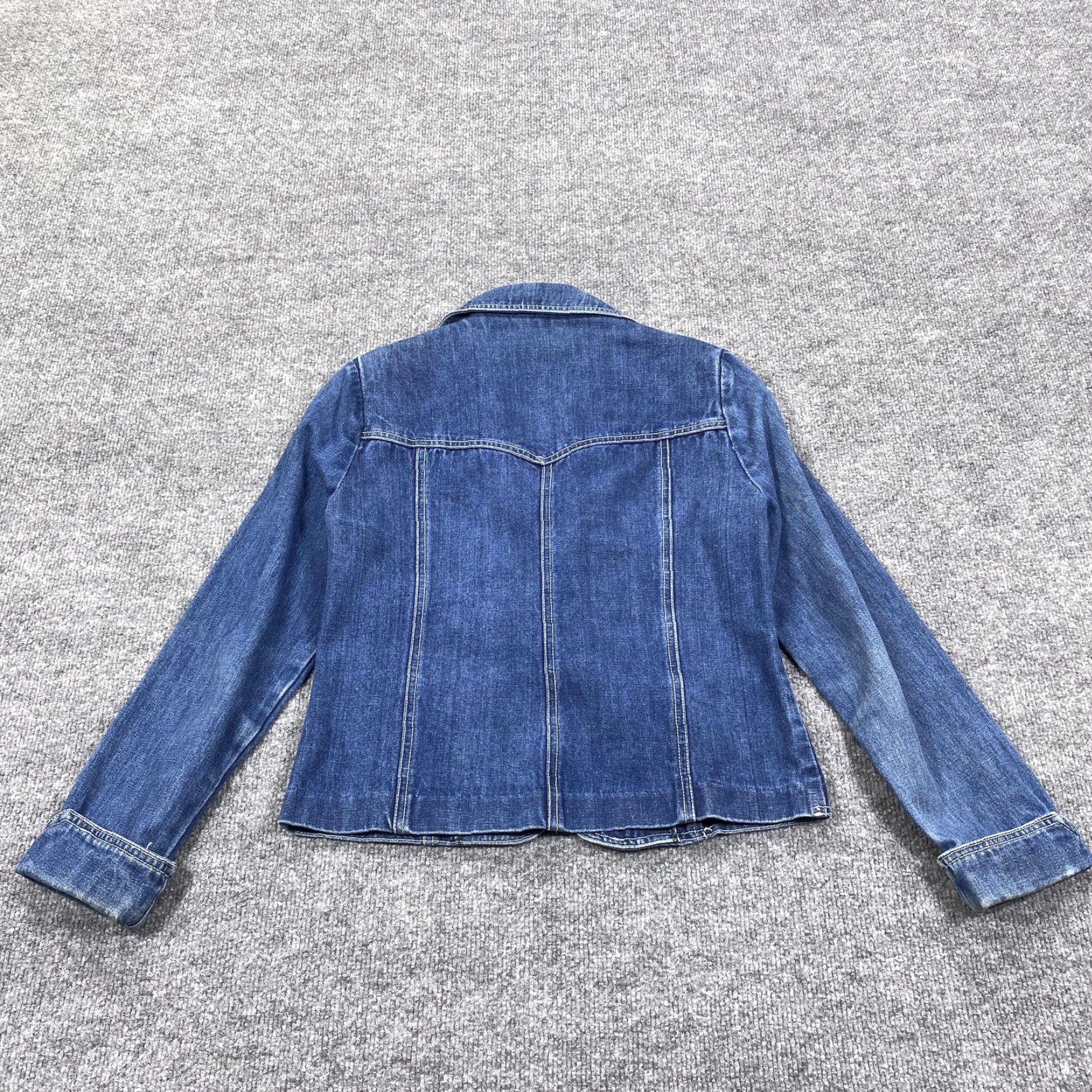 Denime L'AVION Denim Blazer Jacket Womens Small Blue Jean Button Front Pockets Size 28" / US 6 / IT 42 - 7 Thumbnail