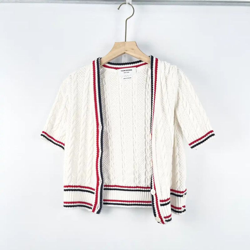Thom Browne White Short Sleeve Sweater 0089