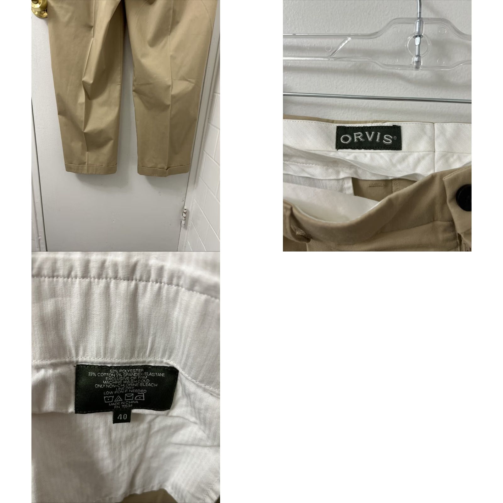 Orvis VINTAGE Orvis Pants Mens 40x29 Tan Chino Pleated Cuffed Straight Leg YKK Regular 90s Womens? Size US 40 / EU 56 - 8 Thumbnail