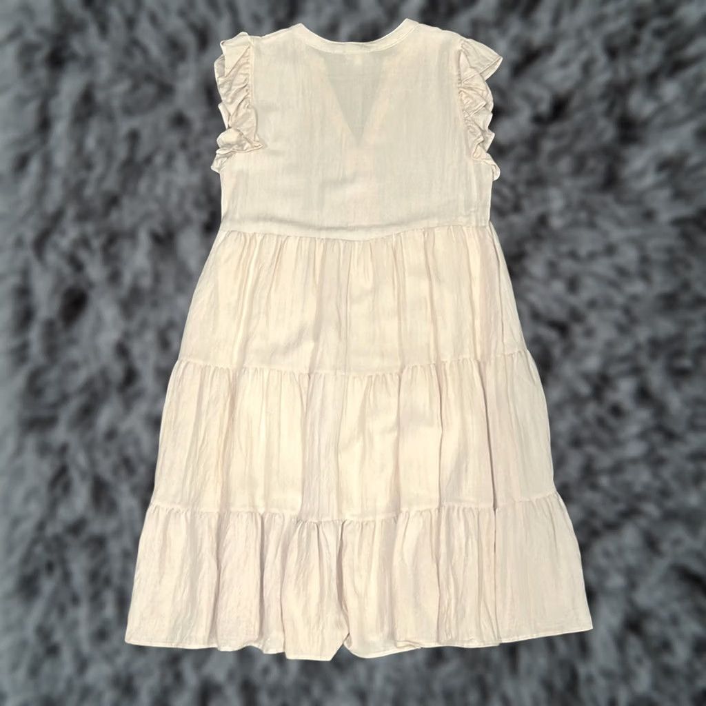 Vintage Entro Classic Tiered Sleeveless Ruffle Midi Dress Large Women Cream Midi Dress Size L / US 10 / IT 46 - 1 Thumbnail