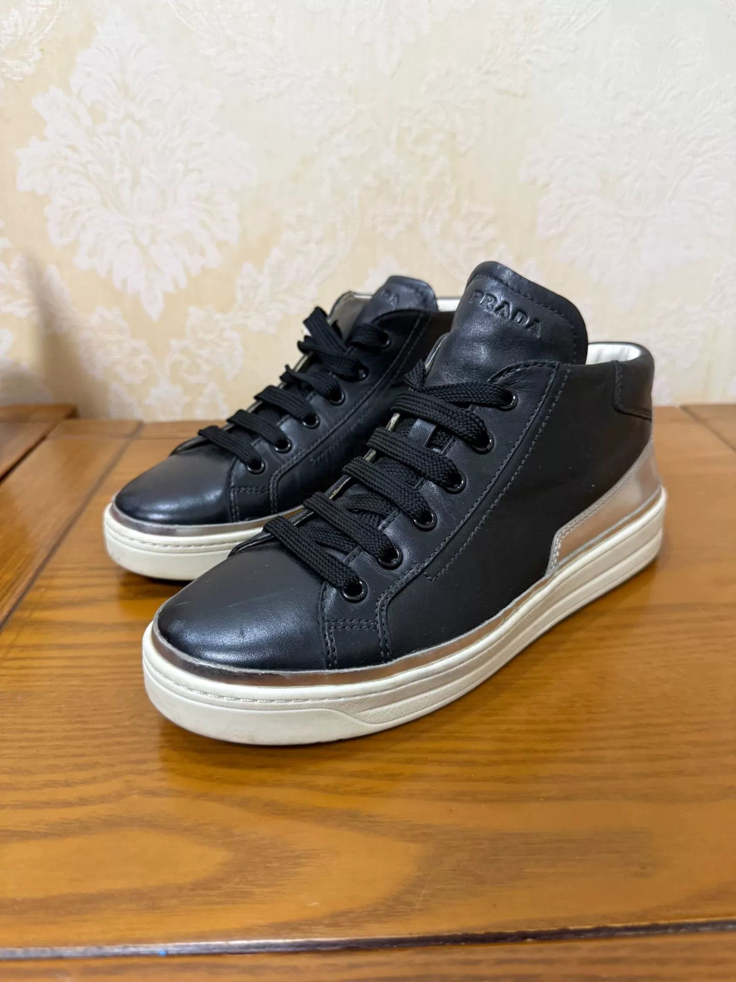 Prada Prada Black Lowtop Sneakers us_6-5 Women Size US 6.5 / IT 36.5 - 1 Thumbnail