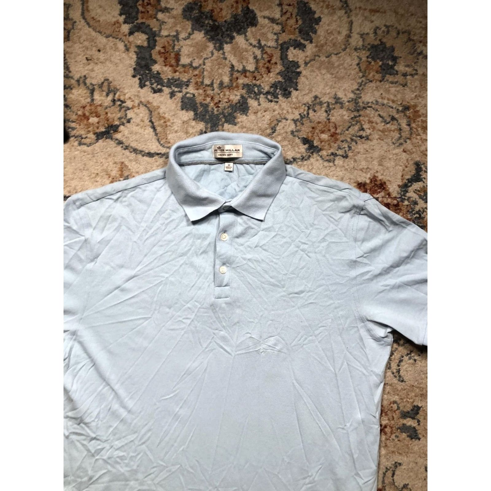 Peter Millar Peter Millar Polo Shirt Mens M Blue Solid Golf Cotton Blend Short Sleeve Size US M / EU 48-50 / 2 - 2 Thumbnail