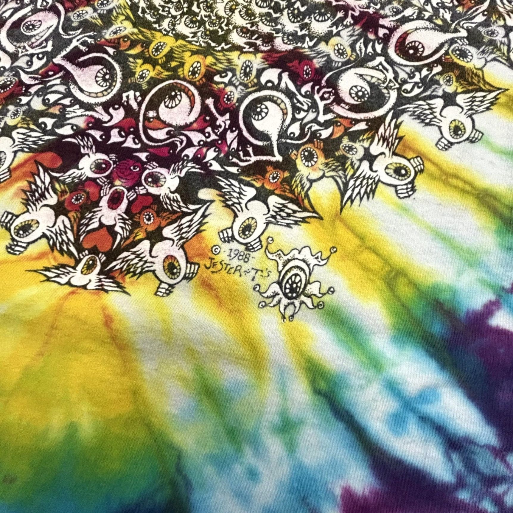 Fruit Of The Loom VINTAGE Grateful Dead Shirt Mens Large Eyes of The World Jester Tie-Dye 1988 80s Size US L / EU 52-54 / 3 - 4 Thumbnail