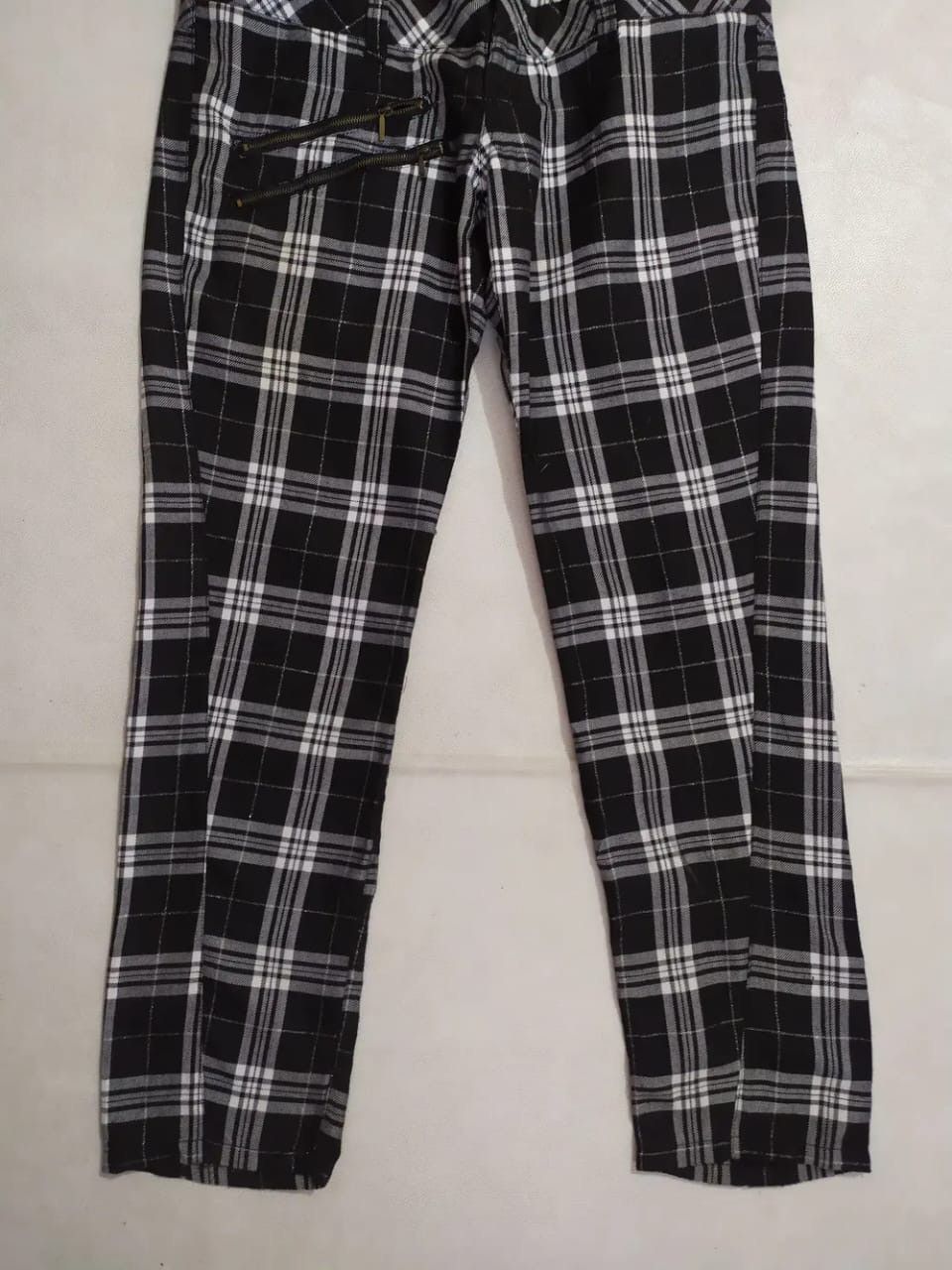 Japanese Brand Suggestion Check Pants Punk Bondage Zipper design Size US 31 - 3 Thumbnail