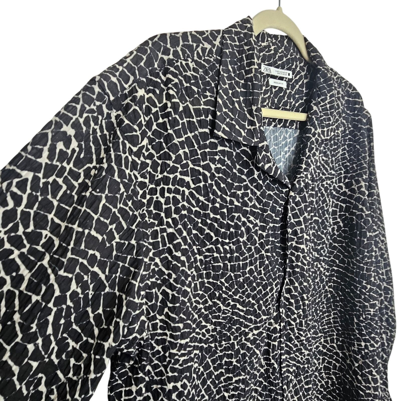 Zara Zara Shirt Black White Long Sleeve Button Front Shirt Men XL Size US XL / EU 56 / 4 - 4 Thumbnail