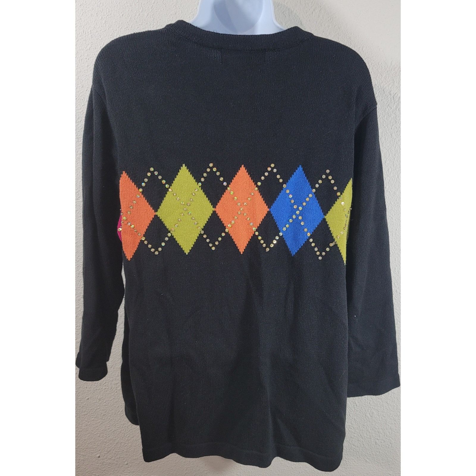 Other Jack B Quick Black Blue Yellow Button Cardigan Sweater 1XL Size XL / US 12-14 / IT 48-50 - 3 Thumbnail