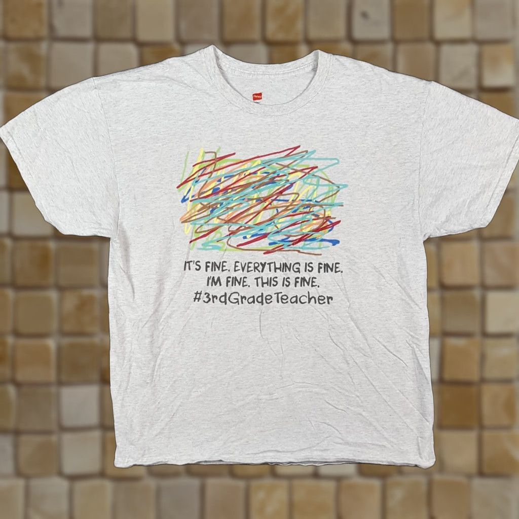 Hanes Funny 3rd Grade Teacher Art Novelty Size XL Retro Crayon Teach T Shirt Gray Size US XL / EU 56 / 4 - 1 Thumbnail