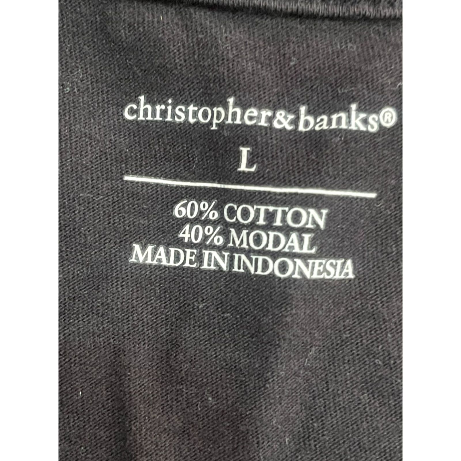 Vintage Christopher & Banks Shirt Women's Size Large Black Short Sleeve Size L / US 10 / IT 46 - 7 Thumbnail