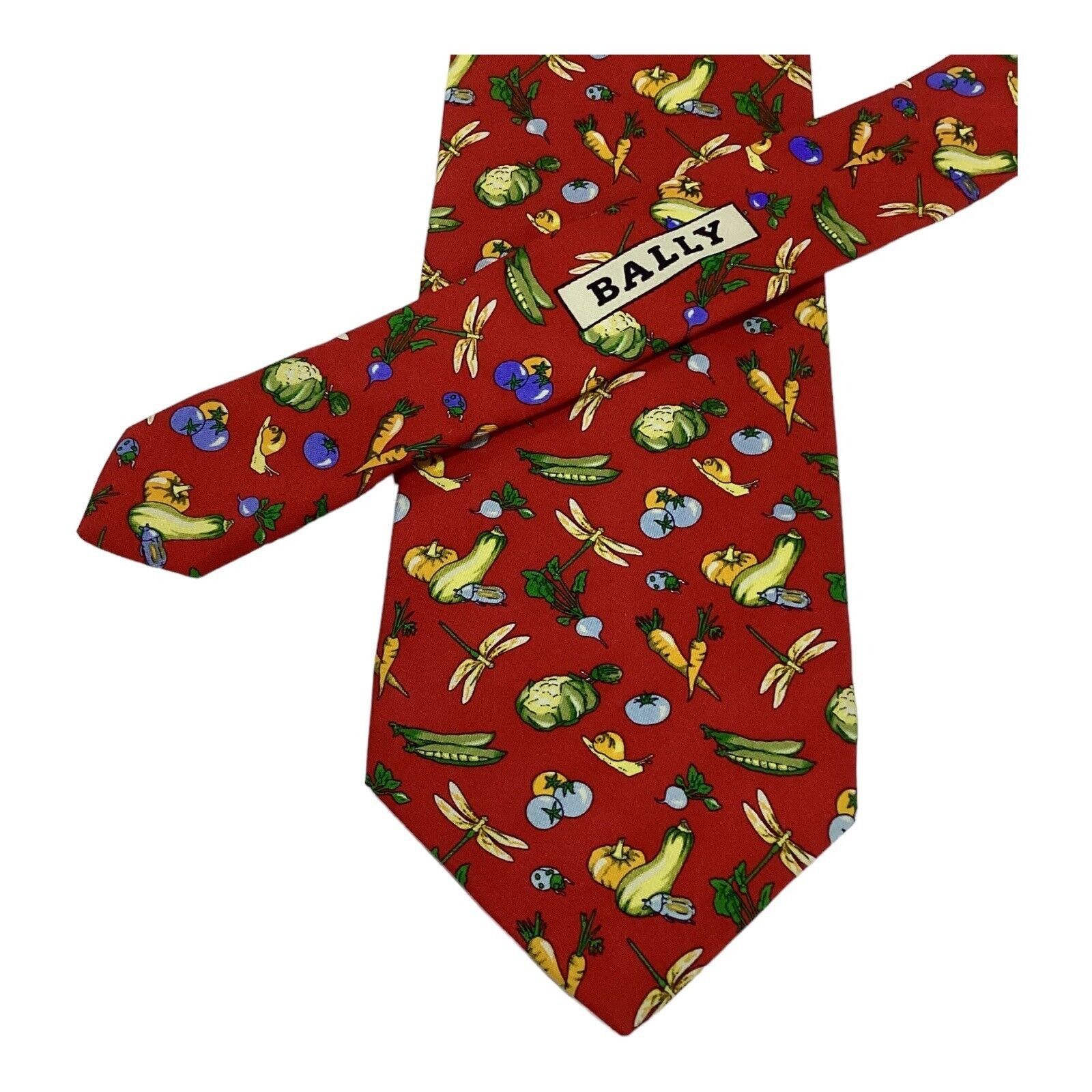 Bally BALLY Vegetable & Insect Print Silk Tie Made In Switzerland Size ONE SIZE - 7 Thumbnail