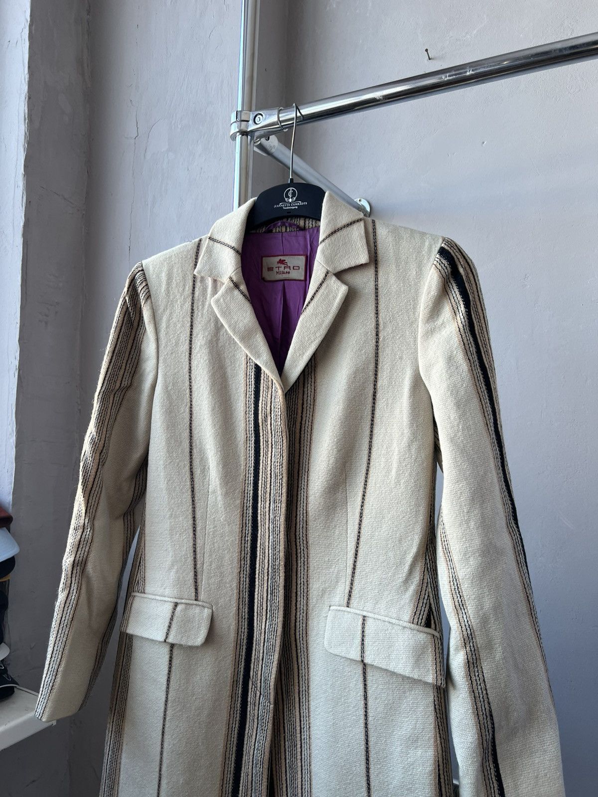 Etro VINTAGE ETRO MILANO WOOL STRIPED WOMEN CLASSIC COAT JACKET42 Size M / US 6-8 / IT 42-44 - 4 Thumbnail