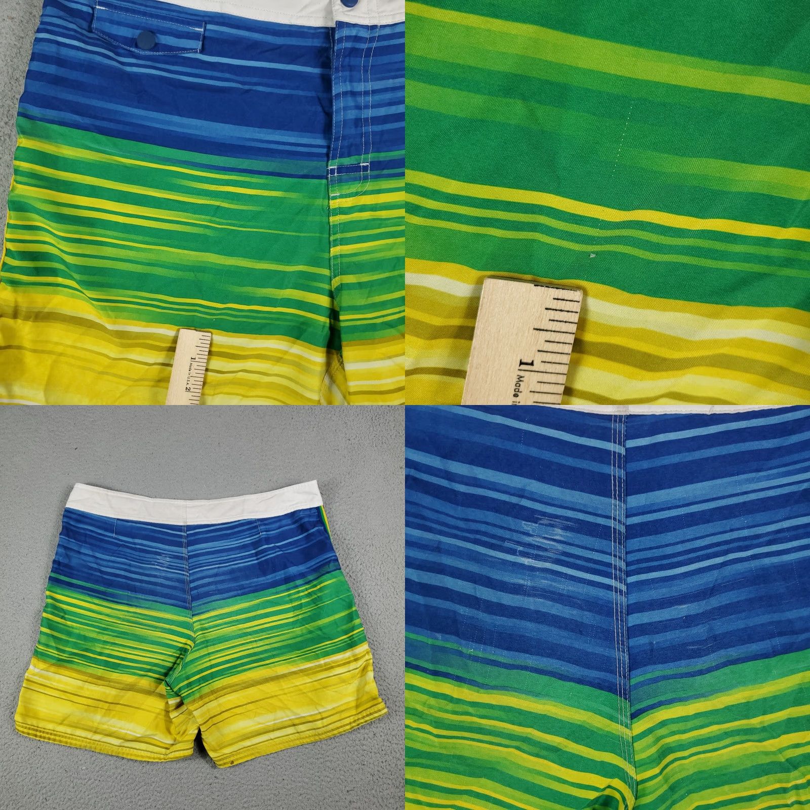 Nike Nike Board Shorts Mens 36 Blue Yellow Striped Lace Tie Beach Swim Trunks Size US 36 / EU 52 - 8 Thumbnail