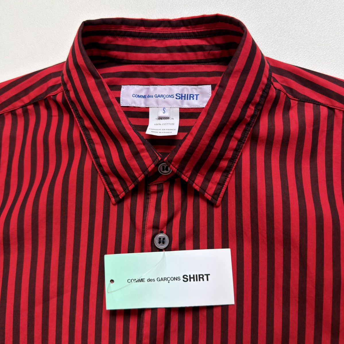 Comme des Garcons Over Dyed Red/Black Striped Shirt Size US S / EU 44-46 / 1 - 5 Thumbnail