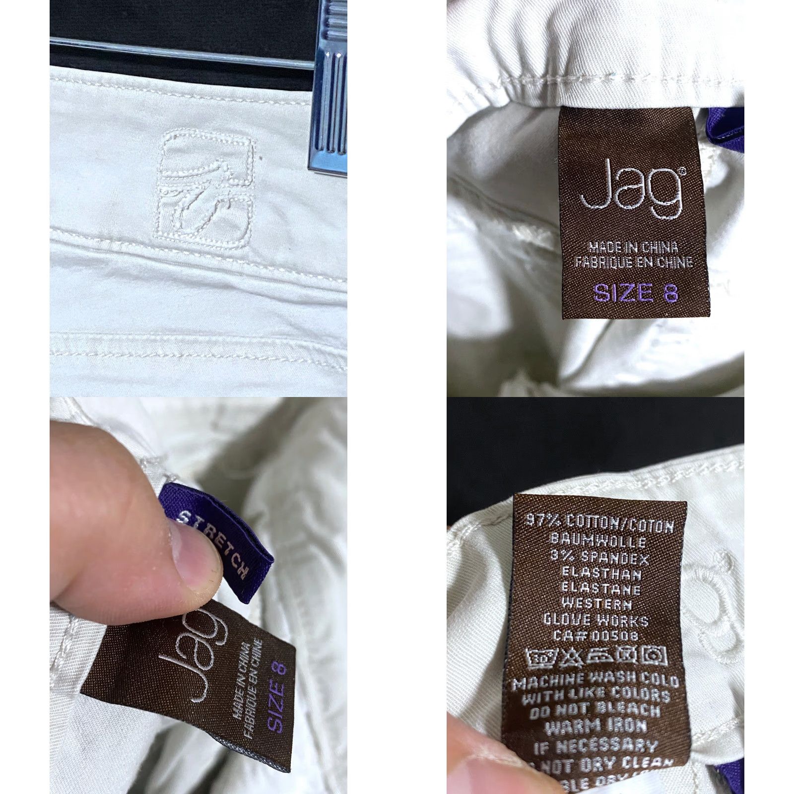 AG Jeans VINTAGE Jag Jeans Chino Pants Womens 8 Khakis Stretch Straight Leg Flap Button Pockets Cream 8 Womens Jeans Pants Size 30" / US 8 / IT 44 - 8 Thumbnail