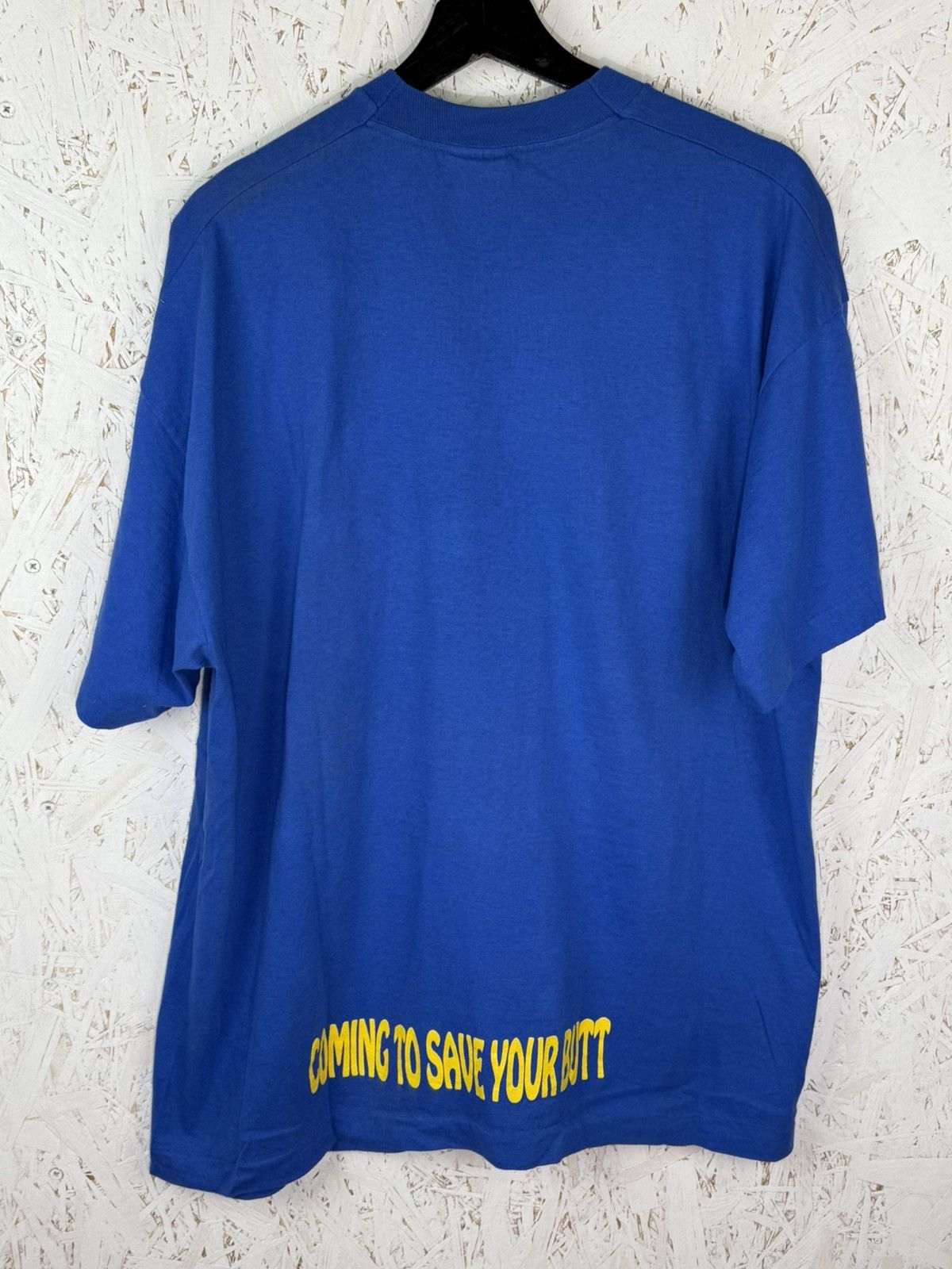 Vintage 90s Blankman Movie Coming To Save Your Butt T-Shirt Blue XL Size US XL / EU 56 / 4 - 5 Thumbnail