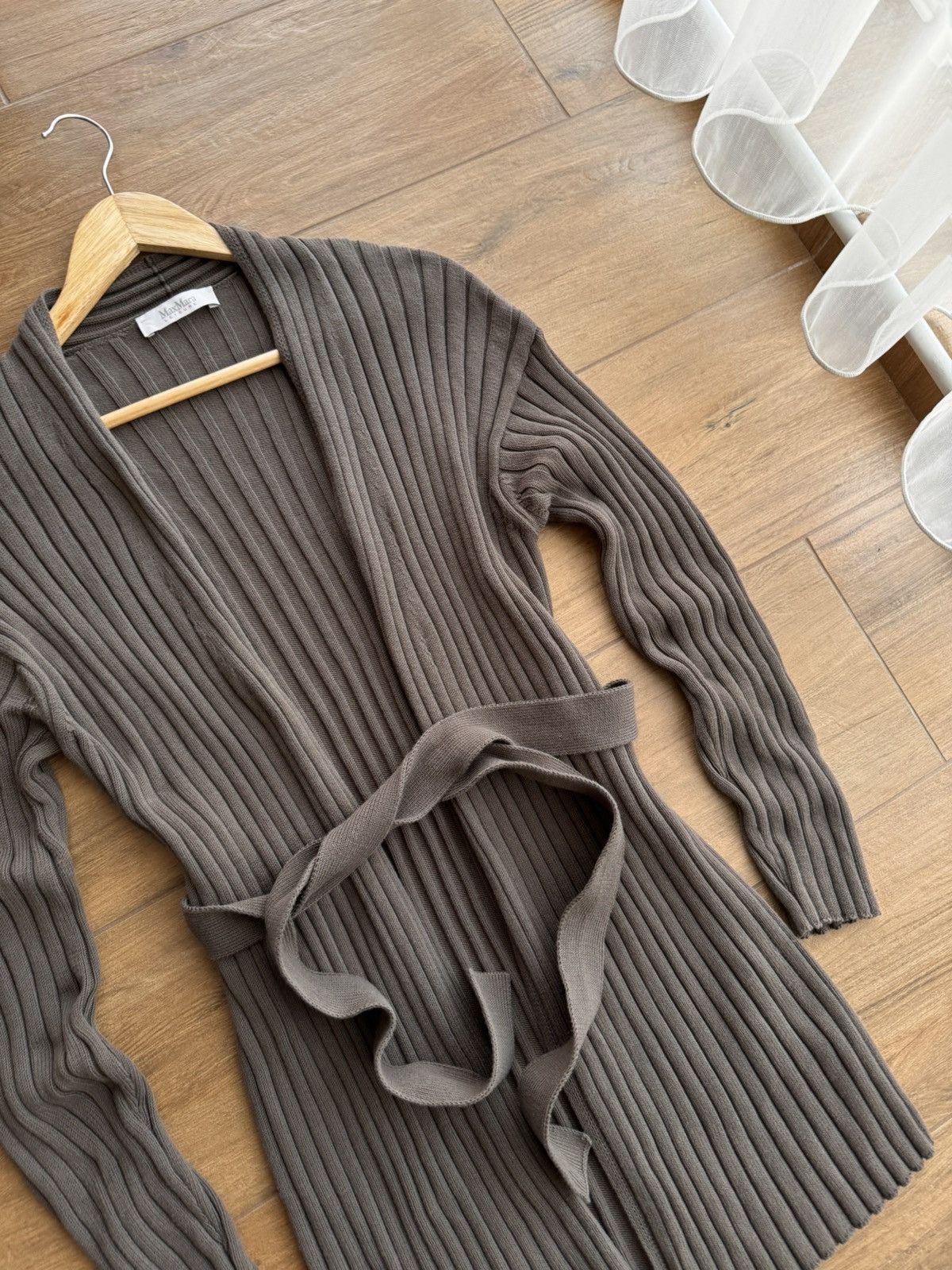 Max Mara × Vintage Vintage Max Mara Brown Viterbo Ribbed Knit Cardigan Size M / US 6-8 / IT 42-44 - 5 Thumbnail