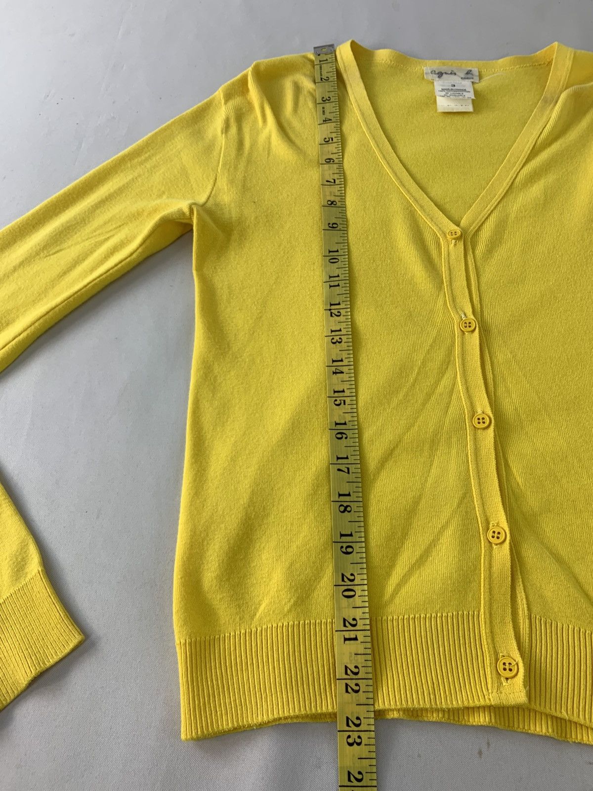 agnes b. Agnes B Paris Button Down Knit Yellow Cardigan Size S / US 4 / IT 40 - 11 Thumbnail