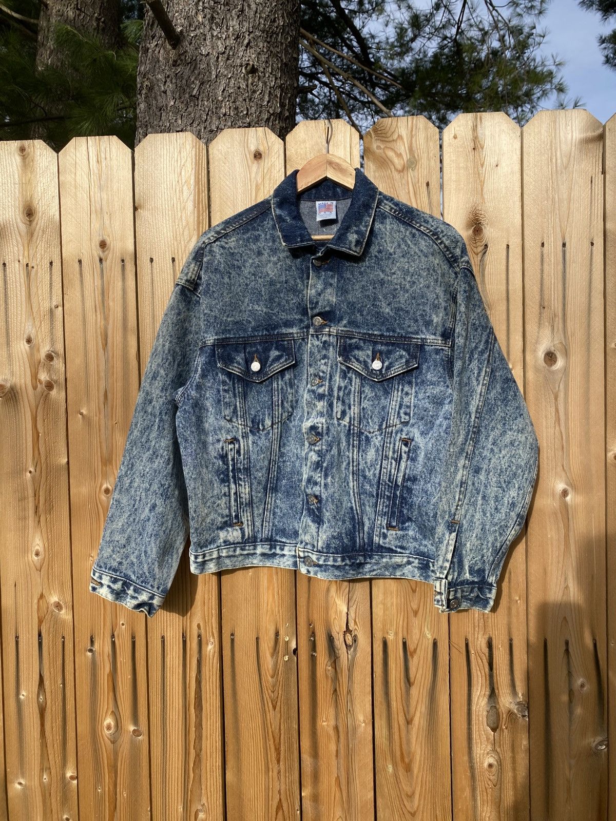 Vintage Vtg Made USA Smith & Wesson Logo Acid Stone Wash Jean Jacket Size US S / EU 44-46 / 1 - 2 Thumbnail