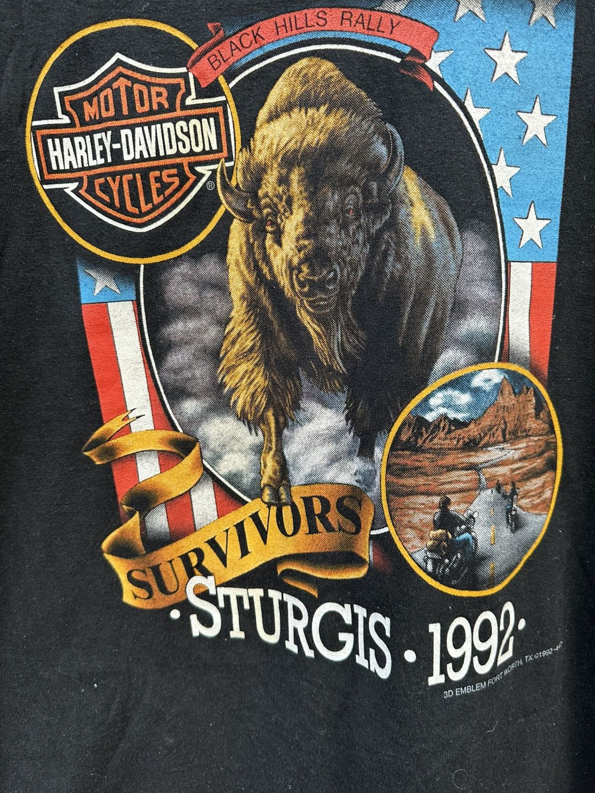 Harley Davidson × Vintage 1992 vintage 3D emblem Harley Davidson Sturgis Black Hills Rally Tee Size US XL / EU 56 / 4 - 3 Thumbnail
