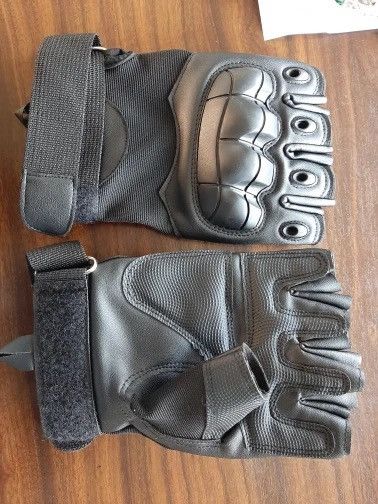 Leather PU Leather Tactical Half Finger Gloves Size M Size ONE SIZE - 3 Thumbnail
