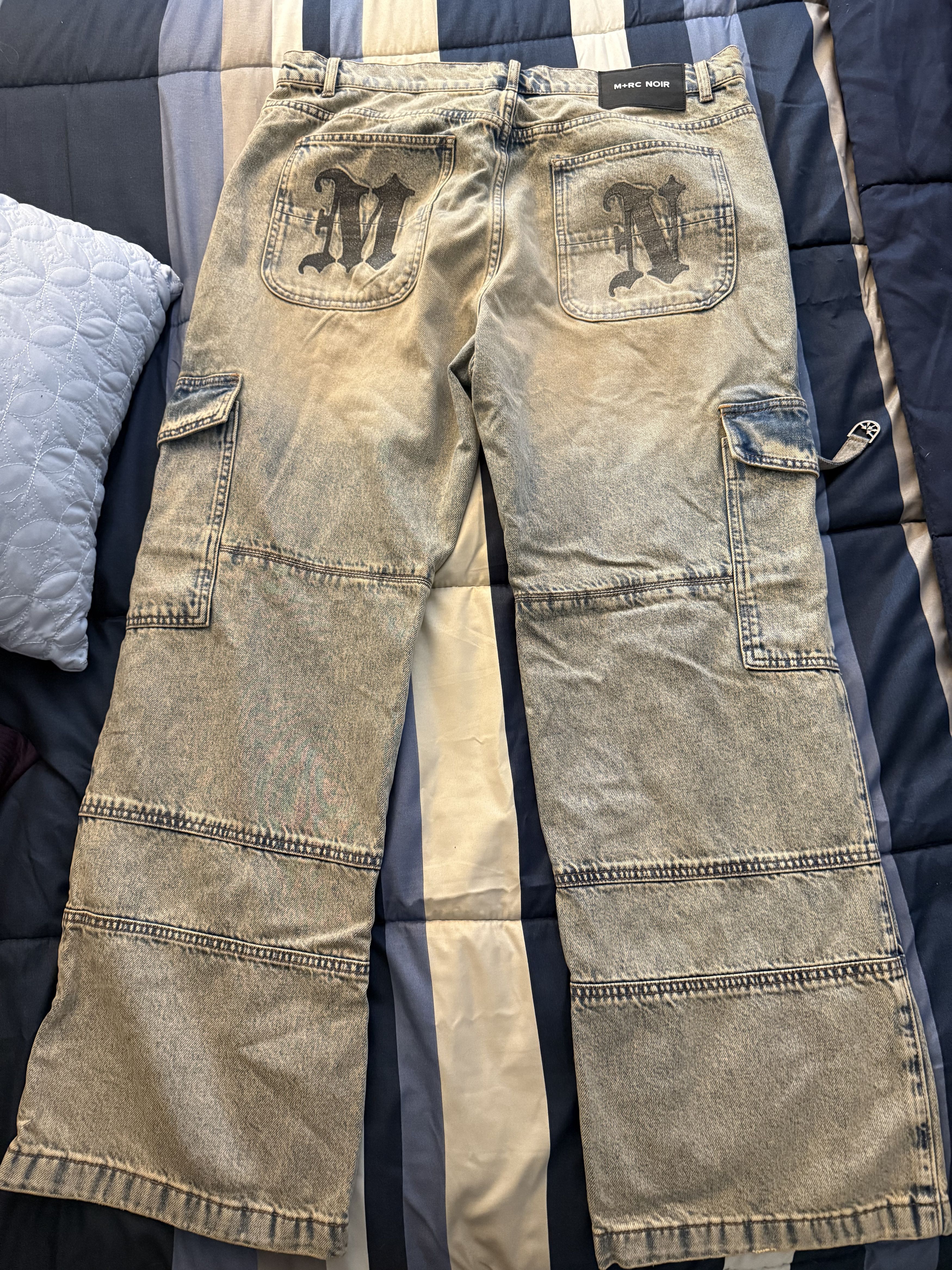 M+Rc Noir Washed Denim Cargo Pants Size US 36 / EU 52 - 2 Thumbnail
