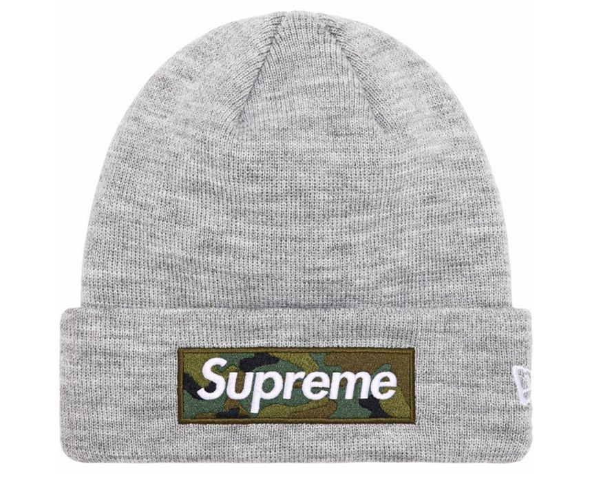 Supreme Supreme 23FW New Era Box Logo Beanie Ash Grey in Hand