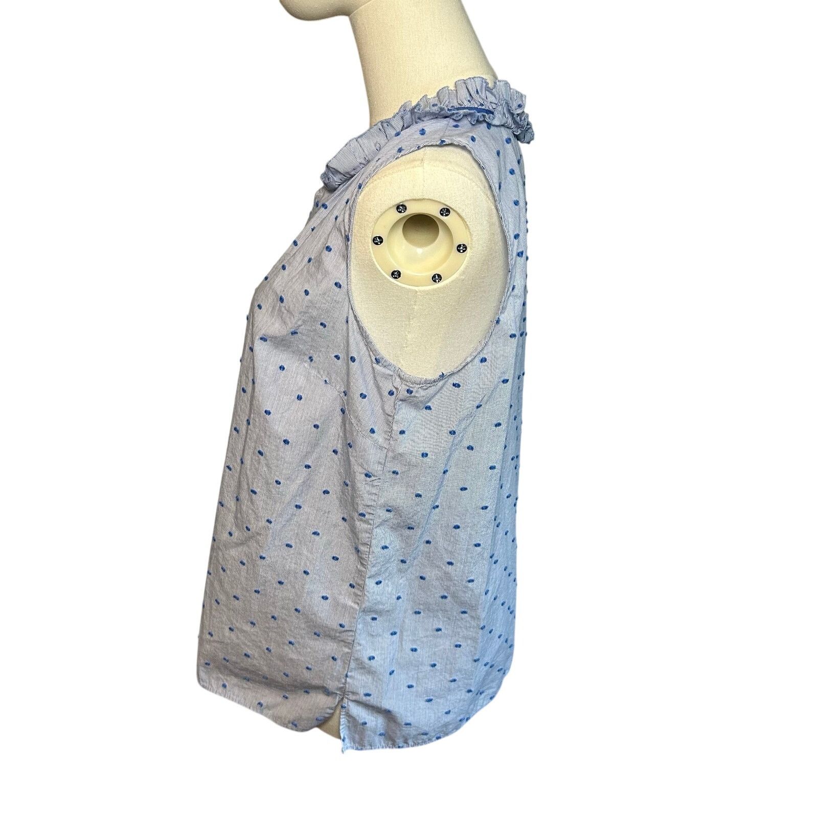Talbots Talbots Blue Polka Dot Ruffle Collar Tank Top Medium Petite Size M / US 6-8 / IT 42-44 - 16 Thumbnail
