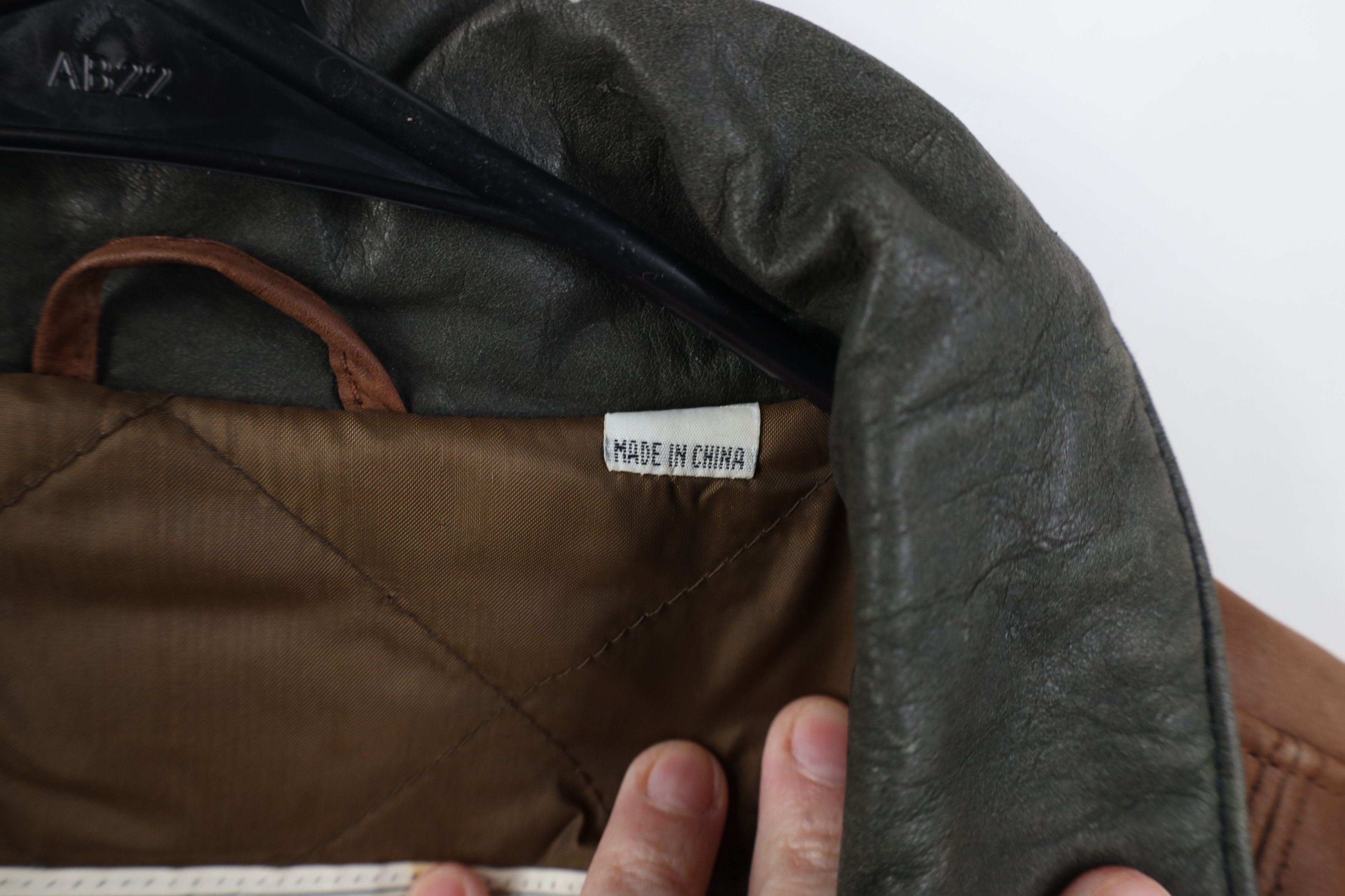 Vintage Vintage 90s Streetwear Leather Flight Bomber Jacket Brown Size US L / EU 52-54 / 3 - 9 Thumbnail