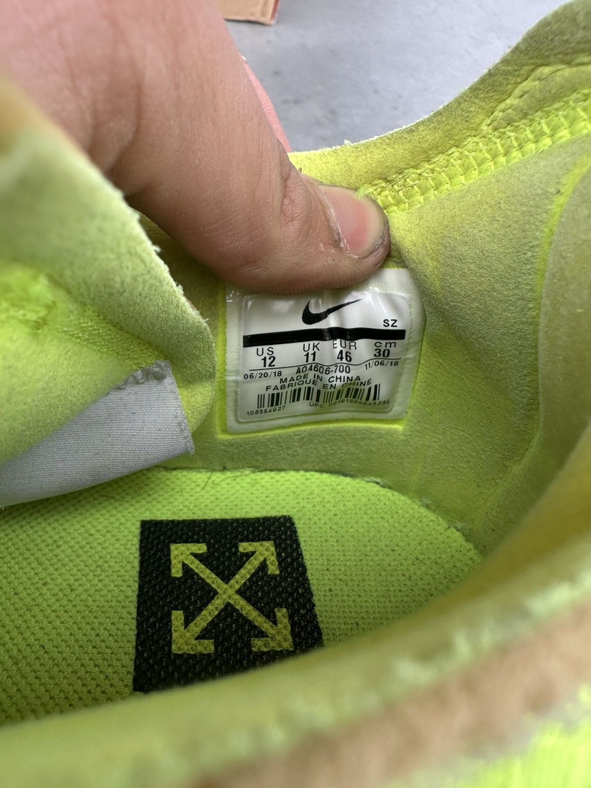 Nike × Off-White × Virgil Abloh Nike Air Force 1 Off White Volt Size US 12 / EU 45 - 3 Thumbnail