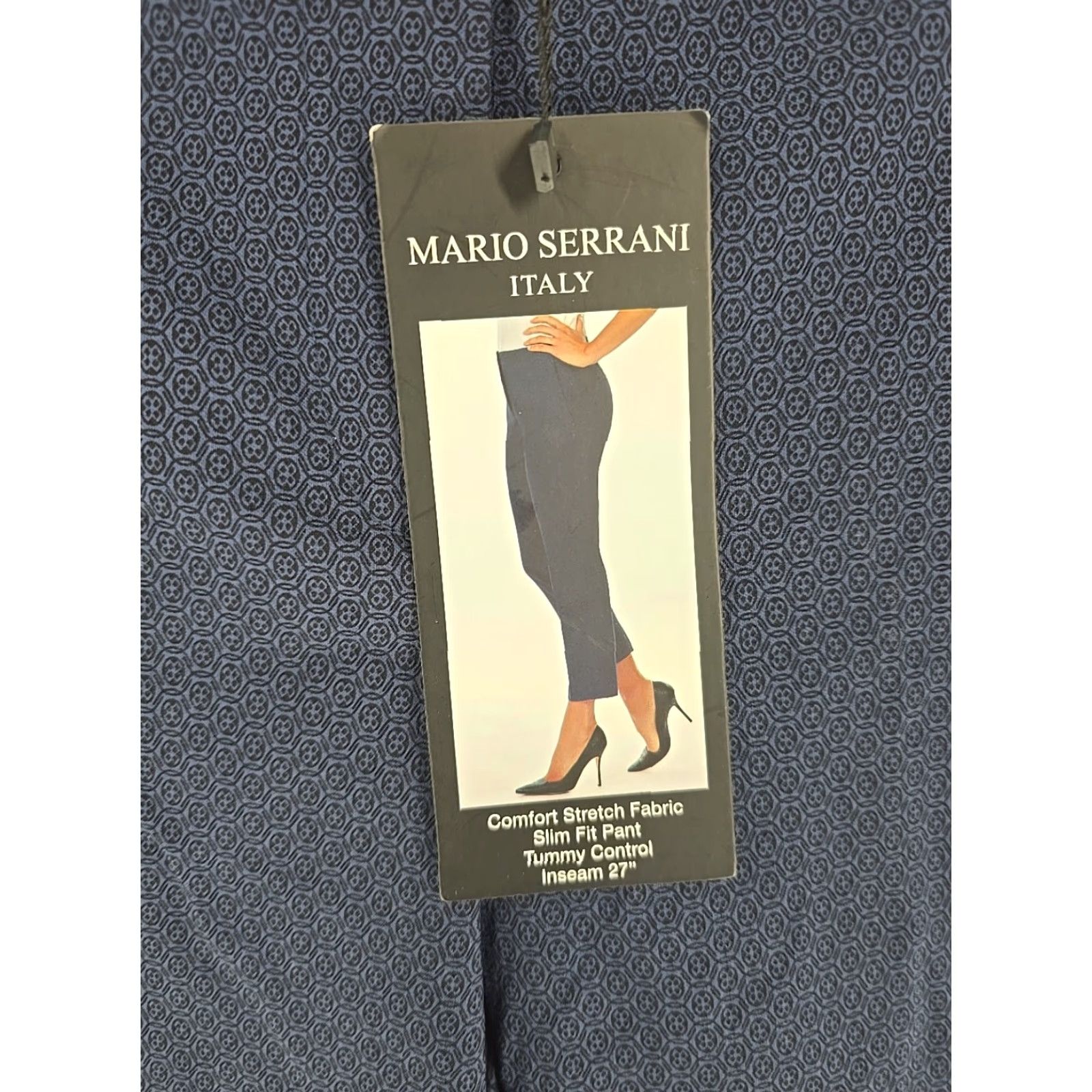 Vintage Mario Serrani Italy Women's Slim Fit Pants Navy Medallion 6x27 NWT Dress Pants Slimming 6 27 Womens HA Size 28" / US 6 / IT 42 - 2 Thumbnail