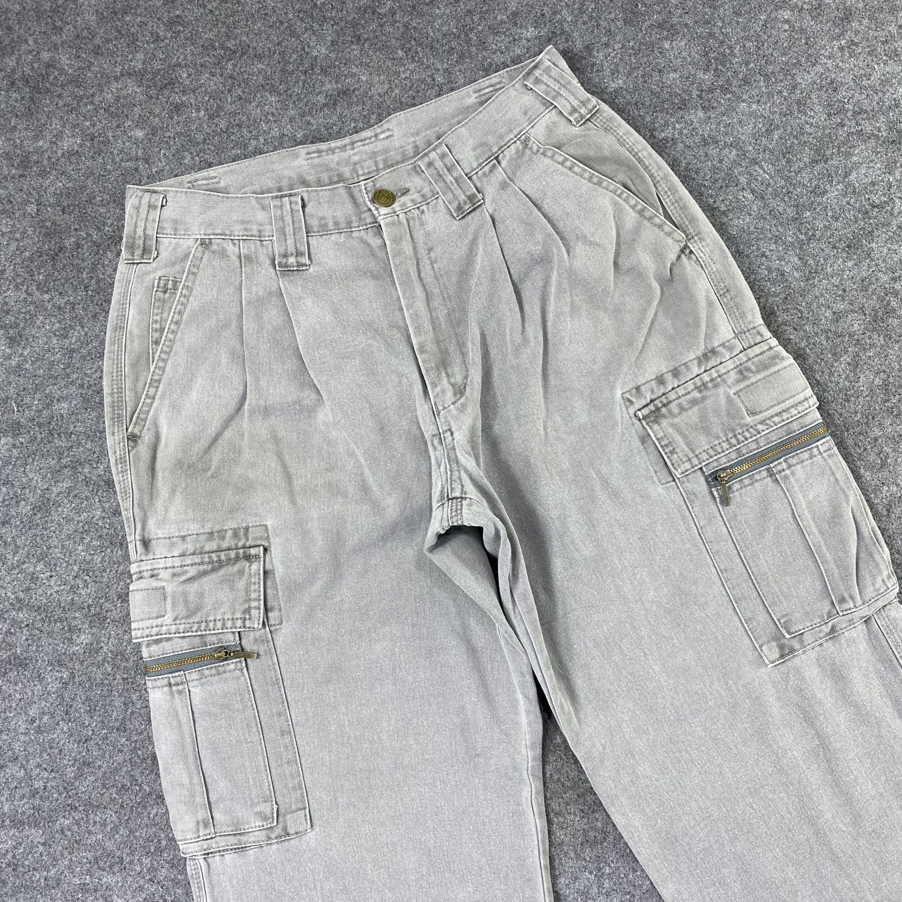 Japanese Brand Gran Cisco Faded Grey Cargo Pants - C022 Size US 29 - 4 Thumbnail