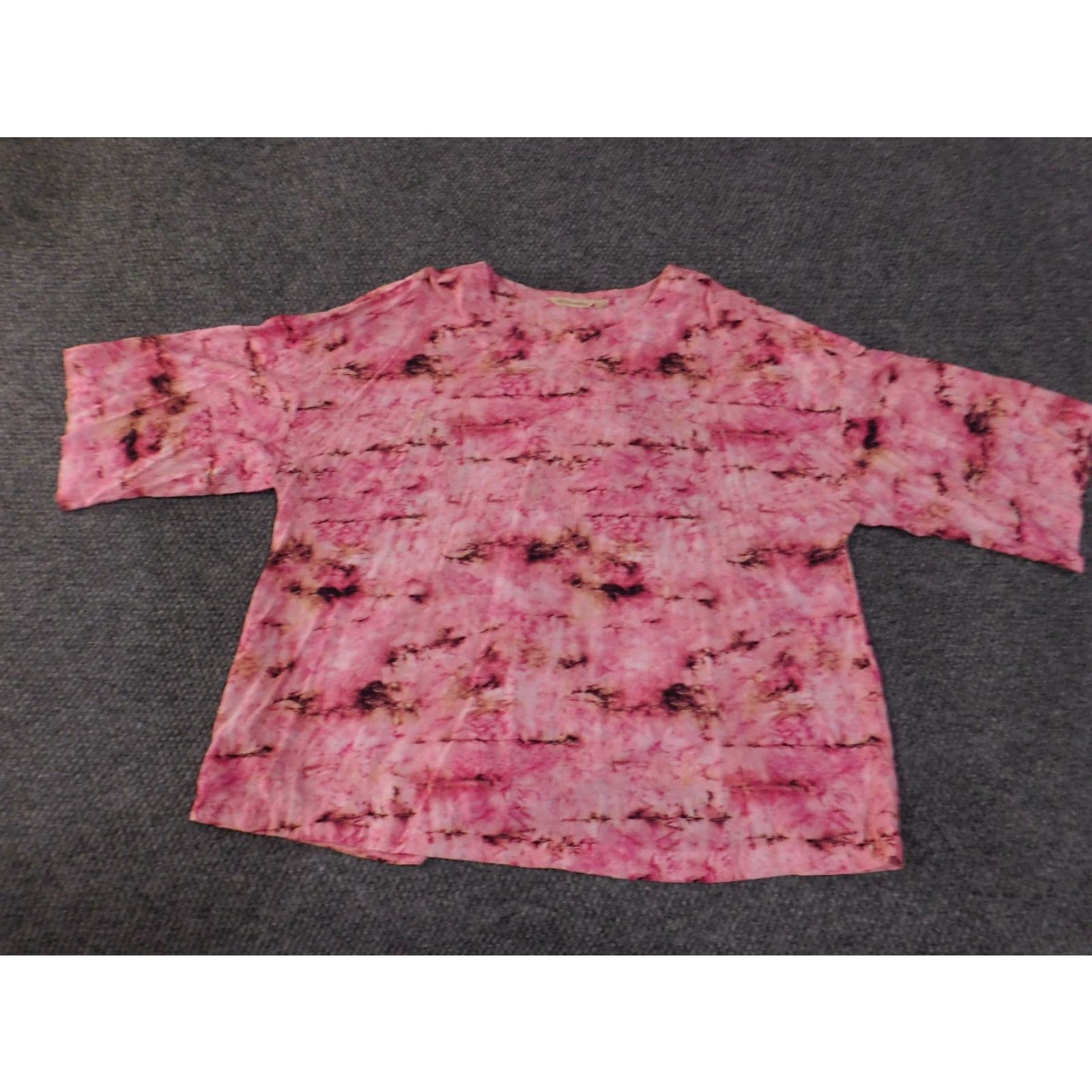Soft Surroundings Soft Surroundings Pink Tie Dye Knit 3/4 Sleeve Tunic Blouse 1X Womens Casual Travel Spring Summer Fall High Low Knit Shirt Size XL / US 12-14 / IT 48-50 - 5 Thumbnail