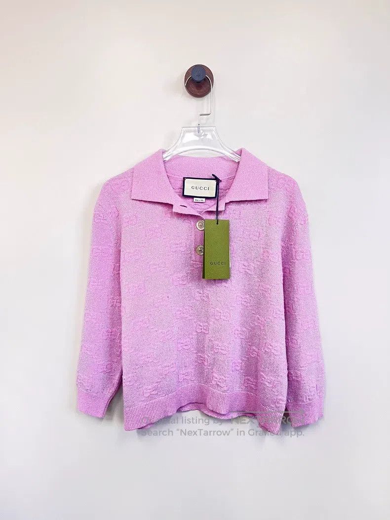 Gucci Gucci Pink GG old flower full logo knitted long sleeves Size S / US 4 / IT 40 - 1 Thumbnail