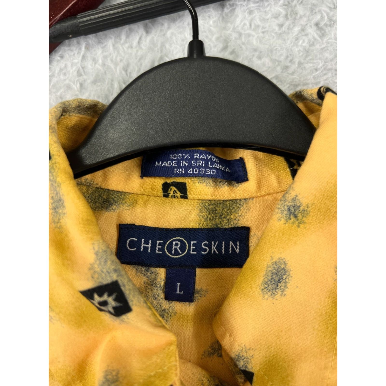 Vintage Chereskin Mens Leaf Yellow Button-Up Shirt Hawaii Aloha Beach Hawaiian Rayon Car Palm Floral Short Sleeve Regular Fit 40in Chest Men’s Shirt Size US L / EU 52-54 / 3 - 3 Thumbnail