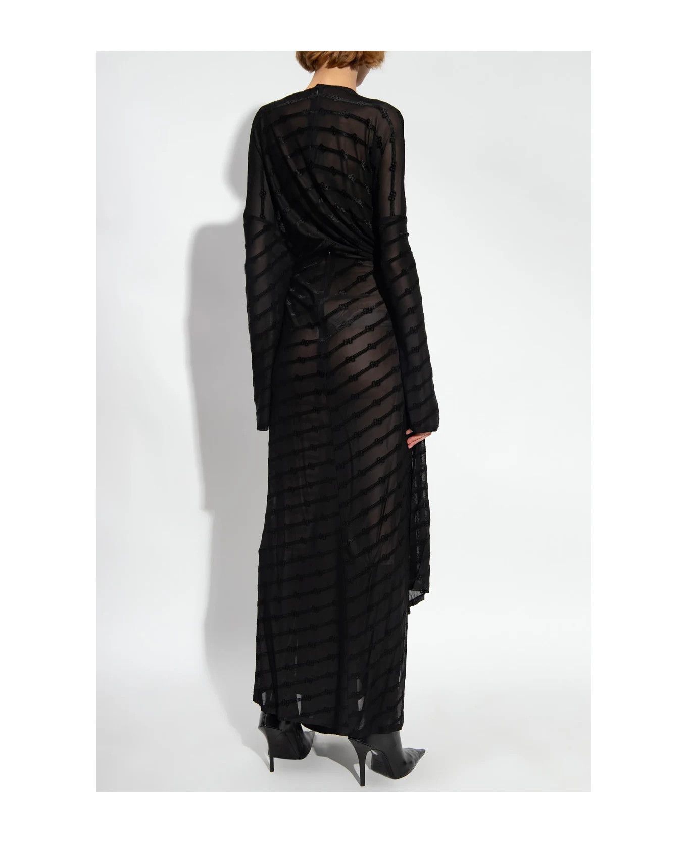 Balenciaga oc11z1125 BB Monogram Front Drape Dress in Black Size XL / US 12-14 / IT 48-50 - 2 Thumbnail