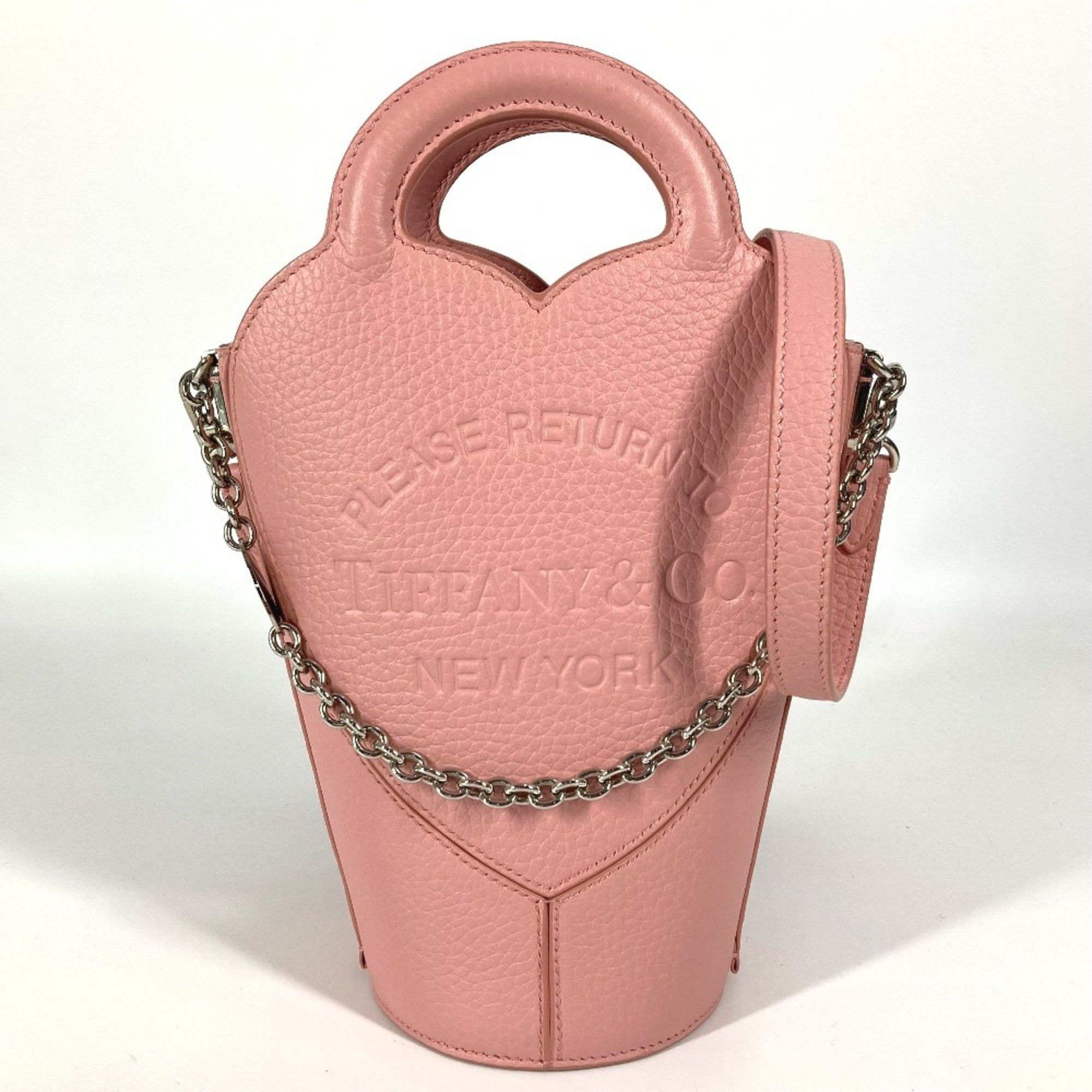 Tiffany&co. 72458478 Return To Tiffany Mini Crossbody Bag Heart Chain Pochette Japan Limited Edition Handbag Shoulder Leather Women's Pink Like New