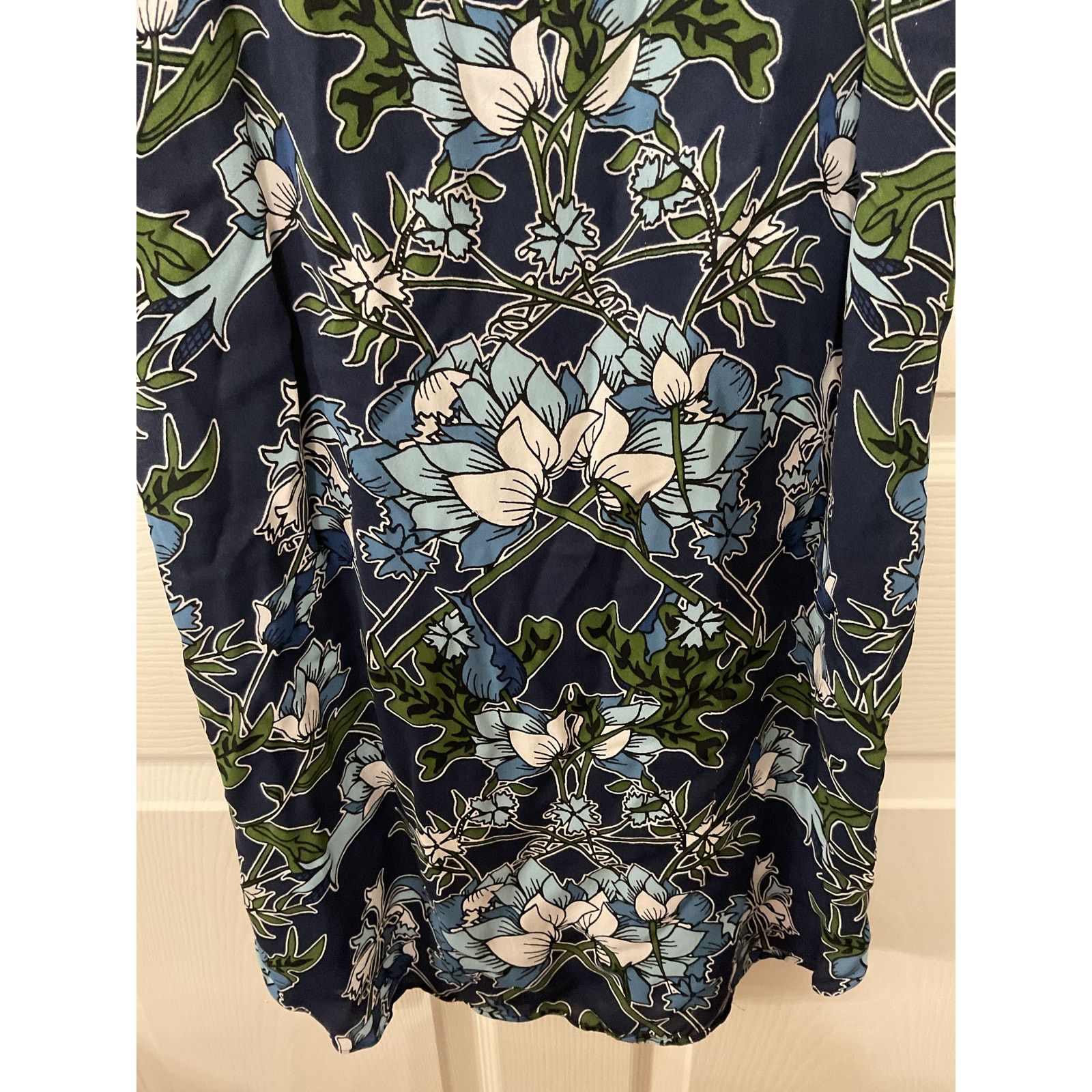 Massimo Dutti Massimo Dutti Navy Blue Botanical Floral Scoop Neck Dress, 4 Size S / US 4 / IT 40 - 9 Thumbnail