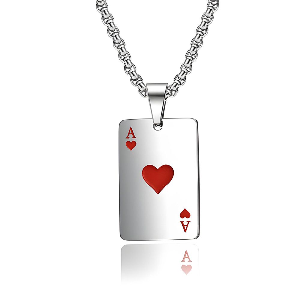 Vintage Stainless Steel Poker Card Ace of Hearts Necklaces Size ONE SIZE - 3 Thumbnail