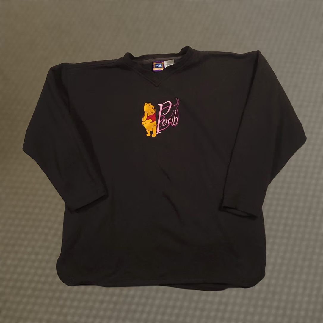 Disney VINTAGE Winnie The Pooh Embroidered 100 Acre Wood Sweater XL Black Disney Women's Sweater Crew Neck PULLOVER 90s Cartoon Classic Size XL / US 12-14 / IT 48-50 - 1 Thumbnail