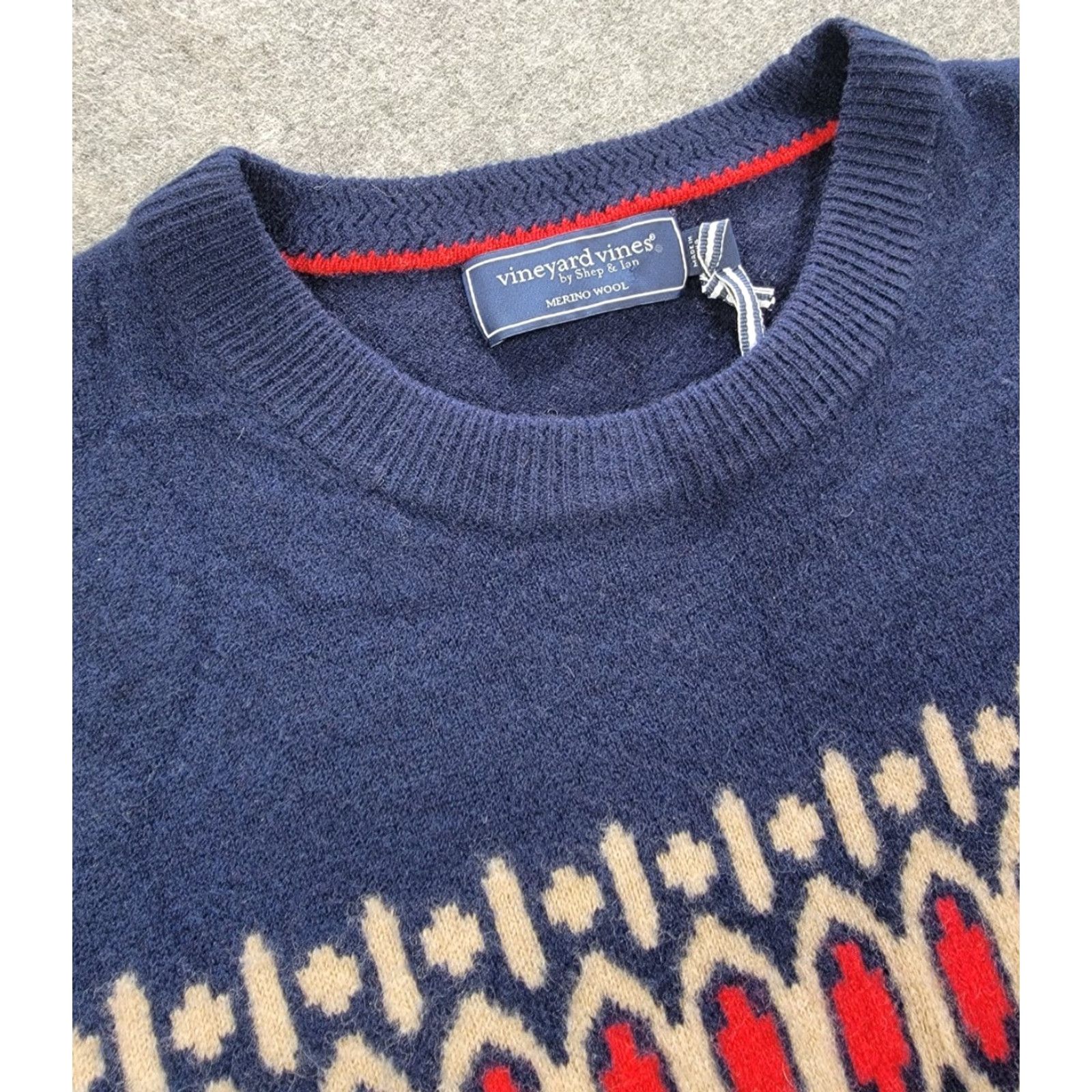Vineyard Vines VINEYARD VINES Sweater Mens Large Blue Fair Isle Crew NWT 100% Merino Wool Knit Pullover Casual Dress Winter Fall Sports Mens Size US L / EU 52-54 / 3 - 3 Thumbnail