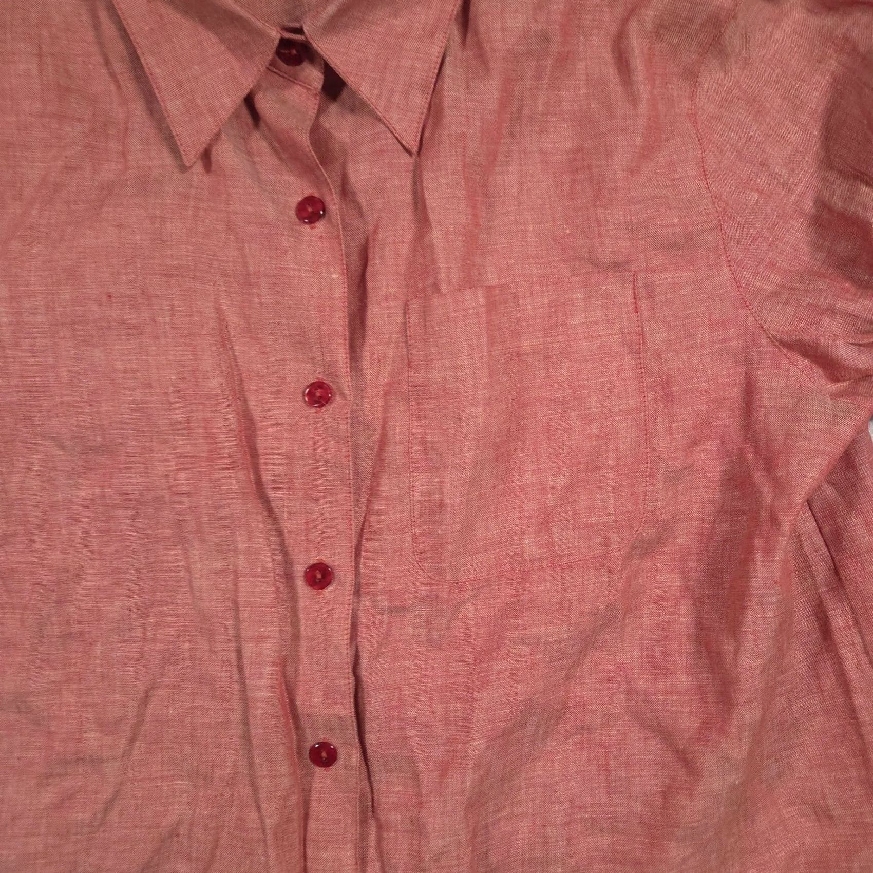 Liz Claiborne Liz Claiborne Shirt Womens Petite L Red Linen Button Front Long Sleeve Top Size L / US 10 / IT 46 - 3 Thumbnail