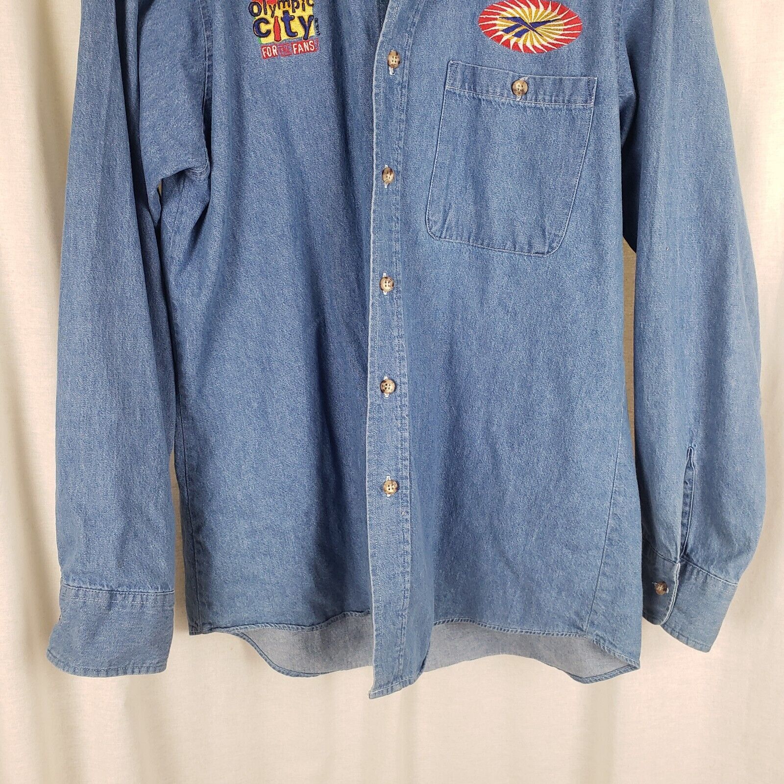 Reebok Reebok Olympic City Chambray Denim Blue Jean Button Shirt Size US M / EU 48-50 / 2 - 3 Thumbnail