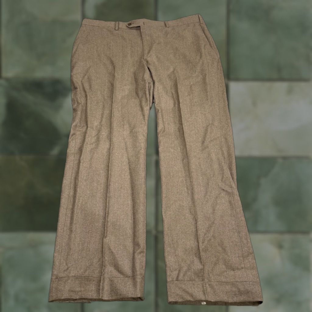 Peter Millar Peter Millar Pants 41x32 Wool Brown Dress Pants Mens Regular Flat Front Zip Pockets 100% Super 120s Vitale Barberis Canonico Italy Knit Tailored Size US 41 - 1 Thumbnail