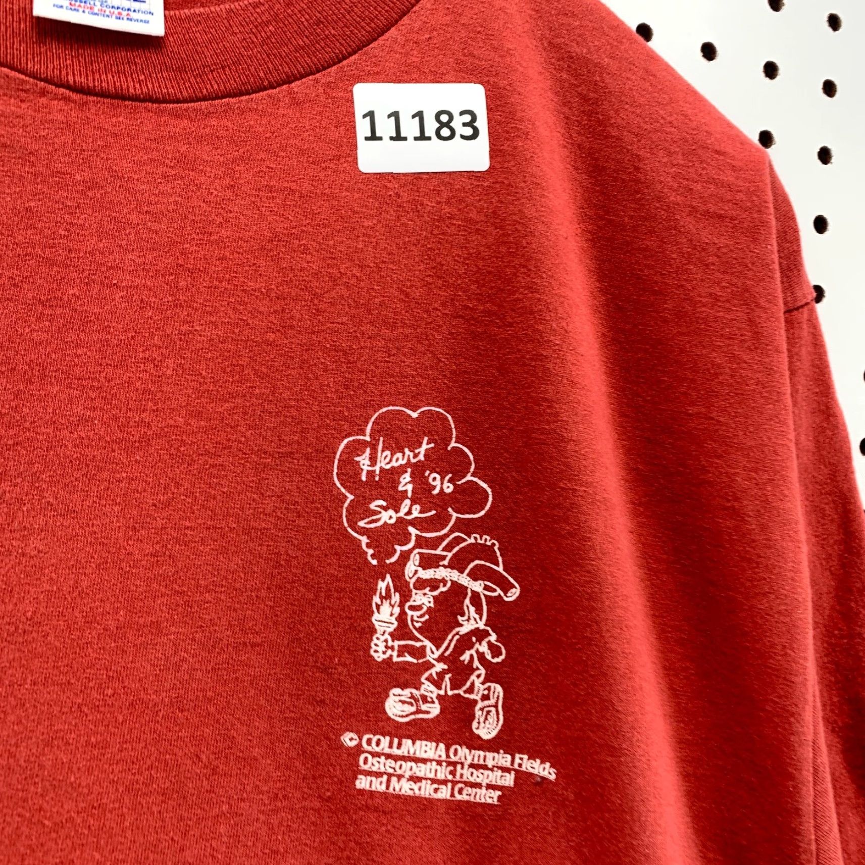 Jerzees VINTAGE Single Stitch Shirt Extra Large Mens Red 90s Columbia Olympia Fields Shirt T-Shirt 90s Mens Red Size US XL / EU 56 / 4 - 5 Thumbnail