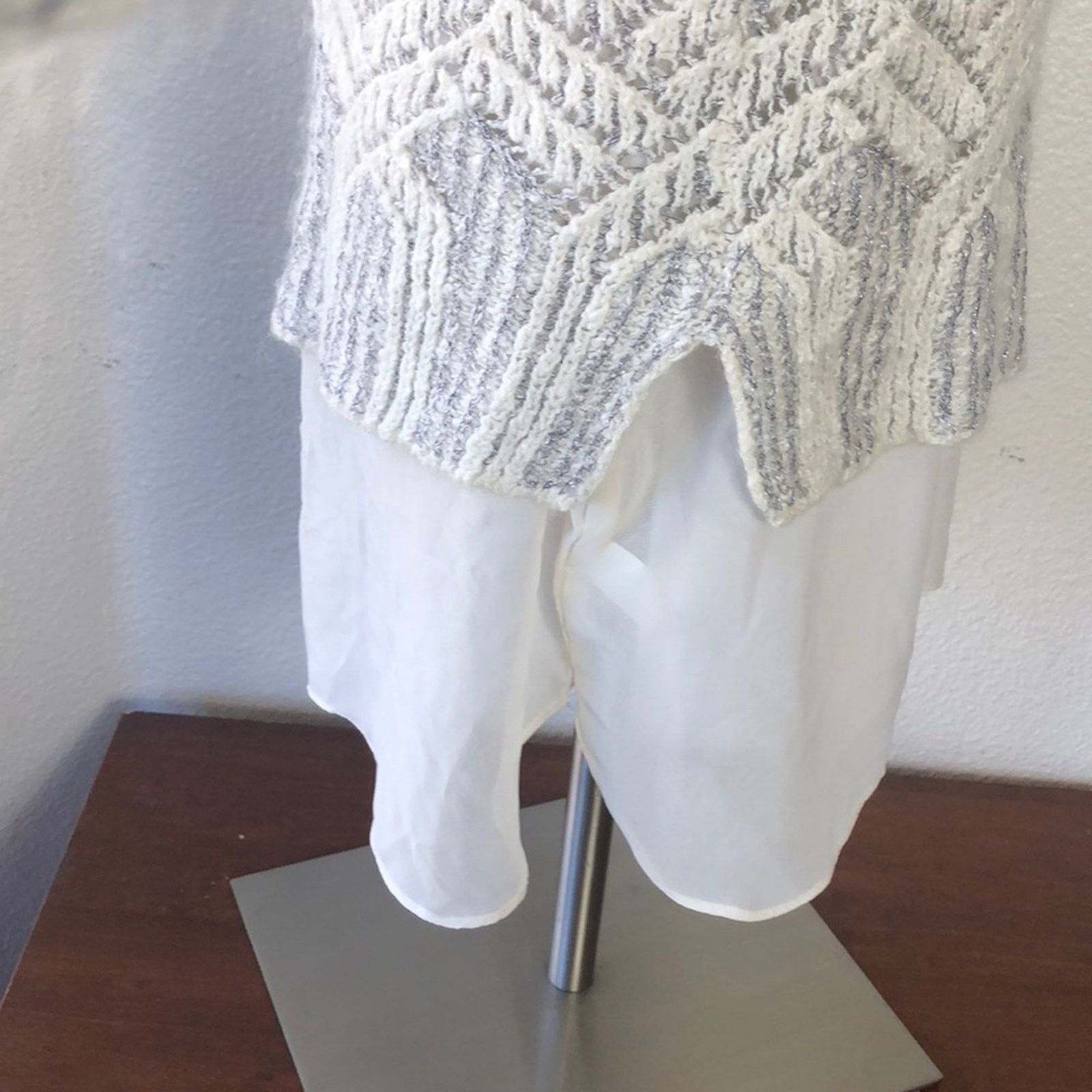 Lucky Brand Lucky Brand sweater wool blend faux layer silver accent Size S / US 4 / IT 40 - 3 Thumbnail